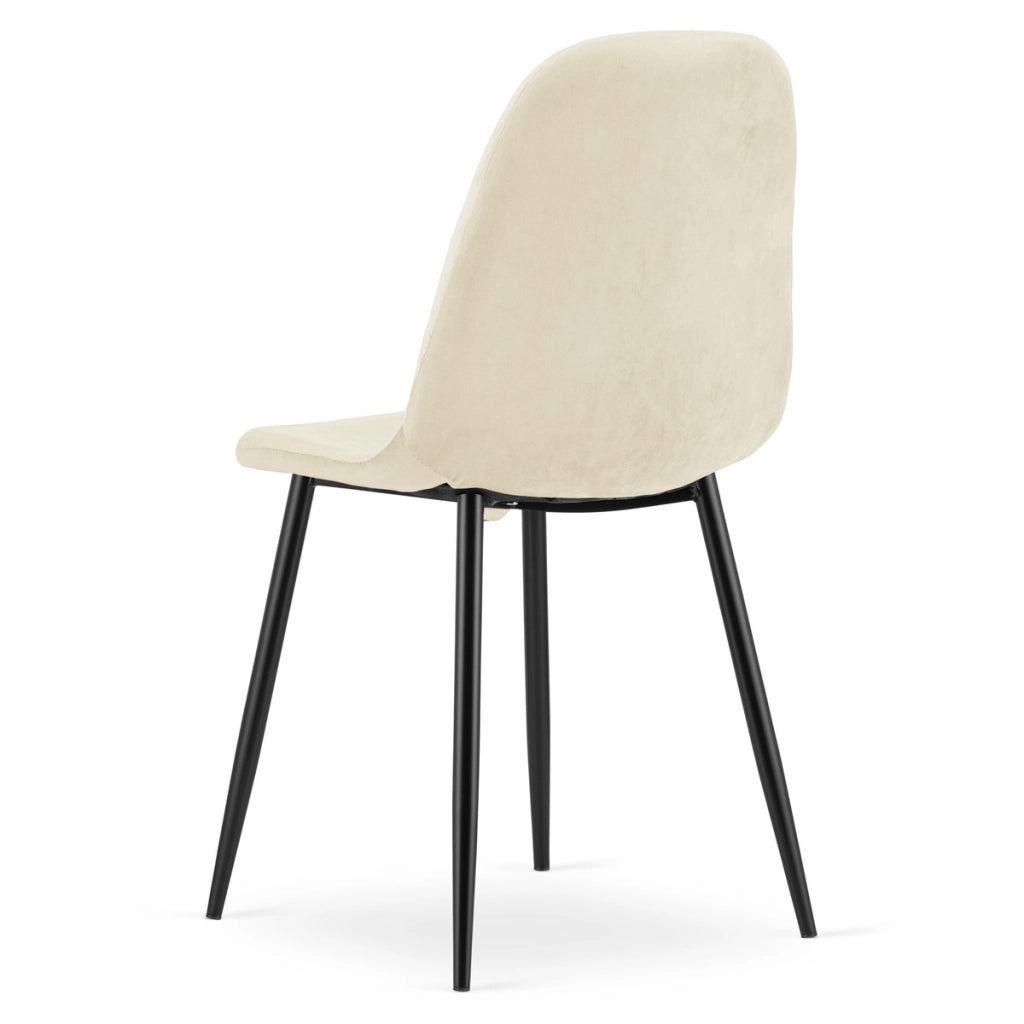 Sedia Padva in velluto beige chiaro con gambe nere