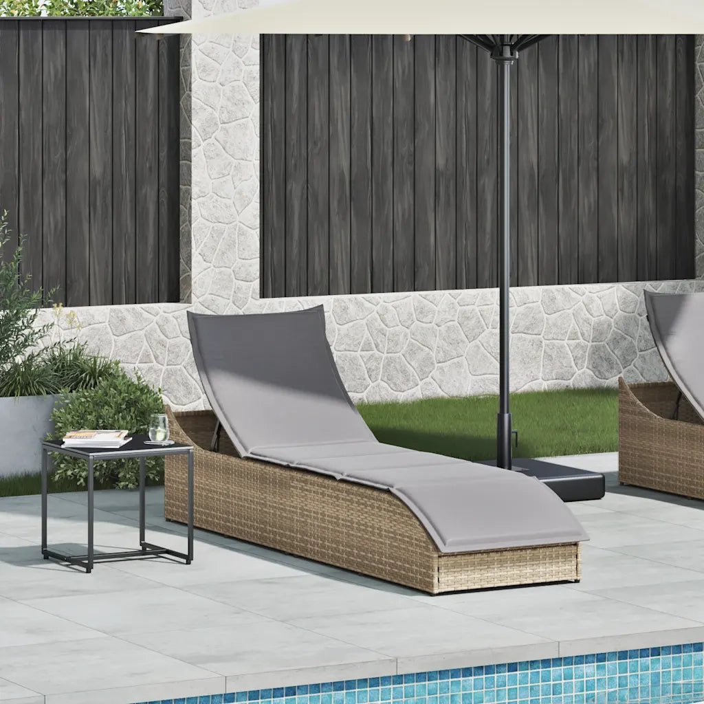 Lettino Prendisole | Sdraio da giardino | Lettino da sole Pieghevole con Cuscino e Portaoggetti Beige