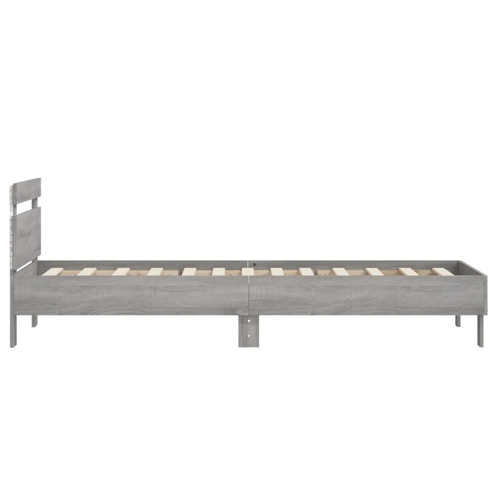 Giroletto con Testiera e LED Grigio Sonoma 75x190 cm 838755