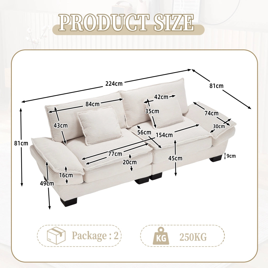 Divano Letto Matrimoniale ¨C MINIMAL ¨C Beige, Tessuto Morbido