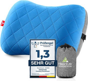 Cuscino da campeggio/trasportabile con copri cuscino rimovibile, cuscino ergonomico, cuscino cervicale comodo per viaggio/esterno, cuscino da viaggio gonfiabile (blu), dimensioni standard