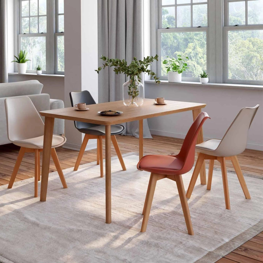 Set di 4 sedie scandinave SARA colore misto grigio scuro, terracotta, beige x2
