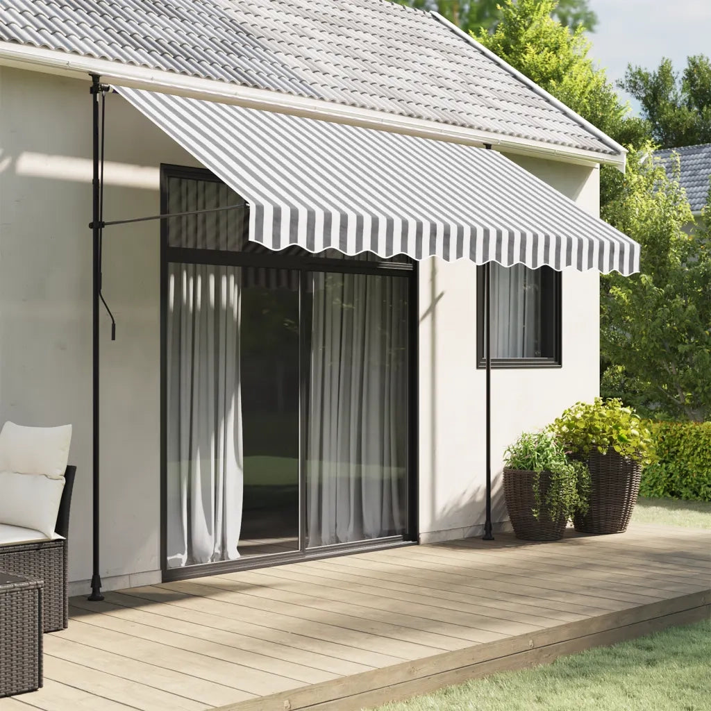 Tessuto Ricambio Mantovana Tenda-Sostituzione della mantovana per tenda Strisce Antracite e Bianche 3m