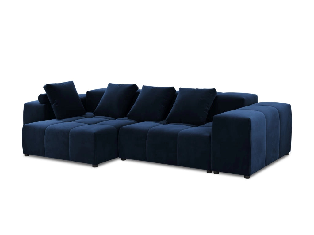 Cosmopolitan Design - Divano angolare modulare reversibile "Rome" 4 posti in velluto blu reale 