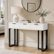 Tavolo consolle moderno con cassetti bianco e nero