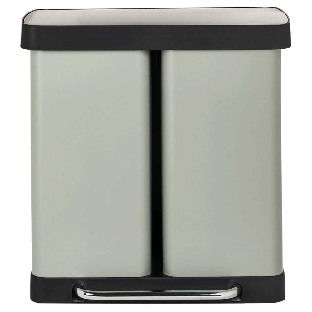Cestino doppio con pedale e coperchio metallo Materiale sintetico Verde Chiaro Cucina moderna Riciclabile