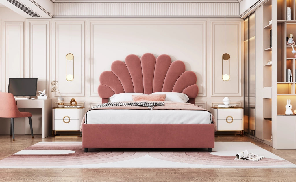letto imbottito velluto rosa 140 x 200 cm