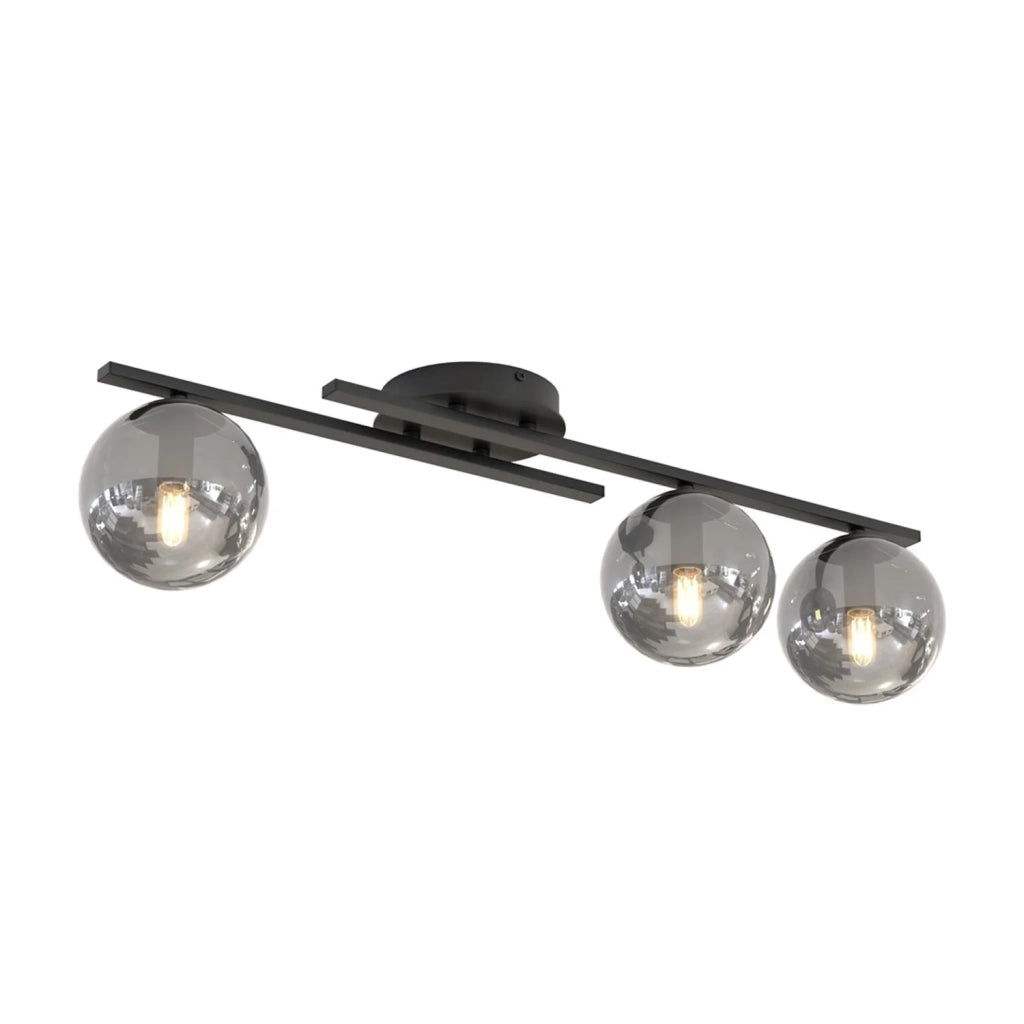 Plafoniera Moderna Nettuno Acciaio Nero 3 Luci E14 Ip20