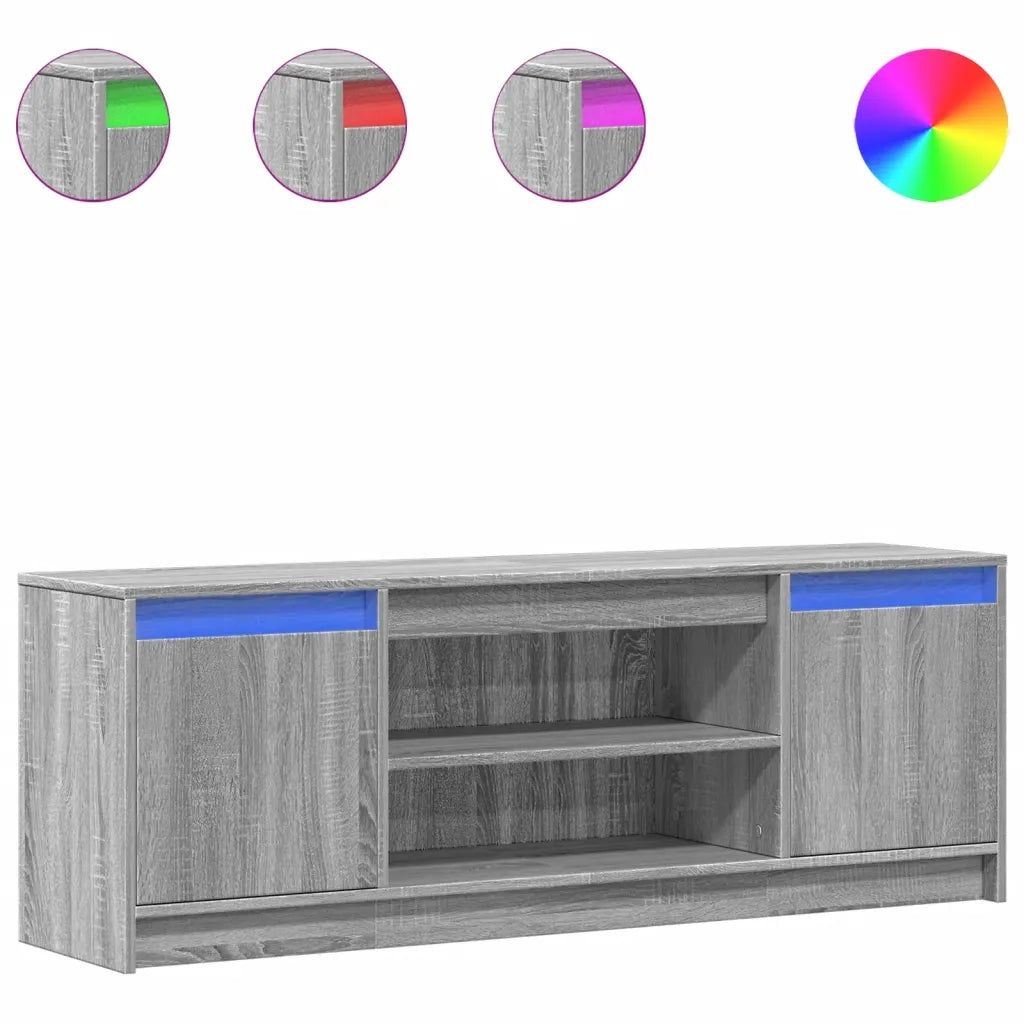 Mobile Porta TV con LED Grigio Sonoma 139,5x34x50 cm Truciolato 852199
