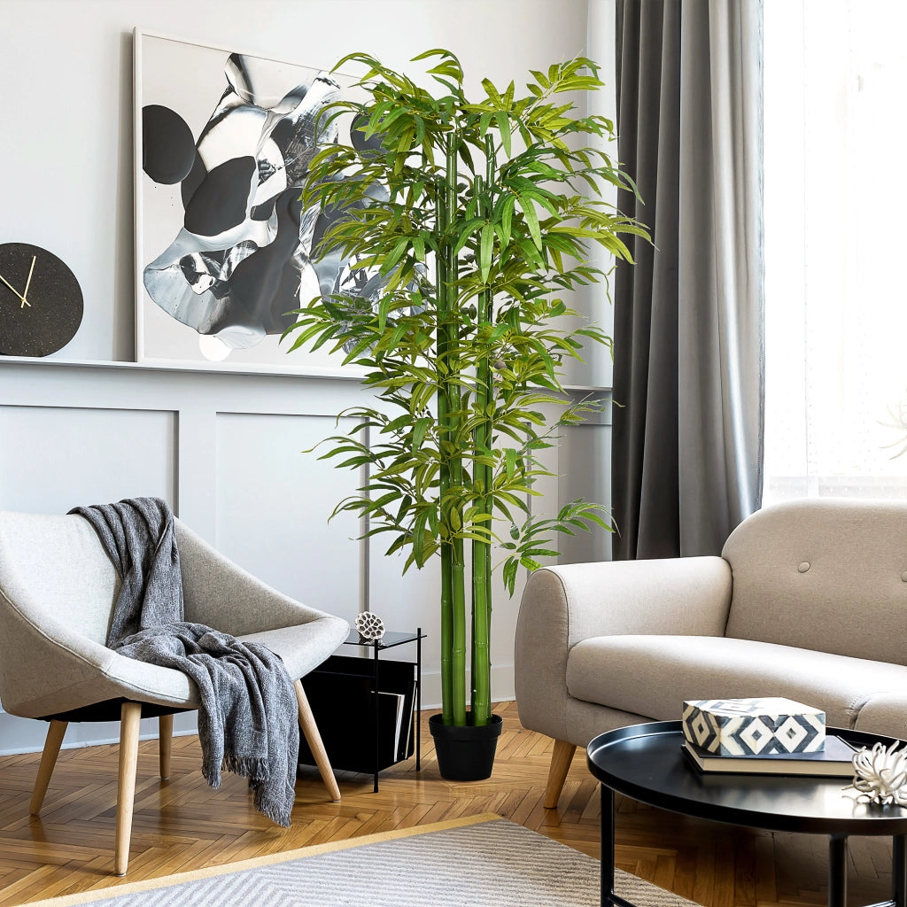 Pianta artificiale, albero di bamb¨´ artificiale da 180 cm con vaso, albero artificiale decorativo verde per interni