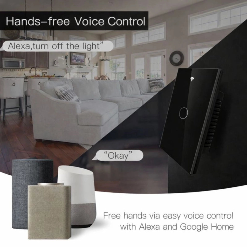 Interruttore Da Incasso Scatola 503, Touch Nero, WIFI 2.4G Matter, TUYA, Smart Life,Apple Home, Google Home, Alexa, SmartThings, 10A, AC 90-250V, 50/60HZ, 120X72X38mm, IP20,Disponibili 1,2,3 Tasti (1 Tasto)
