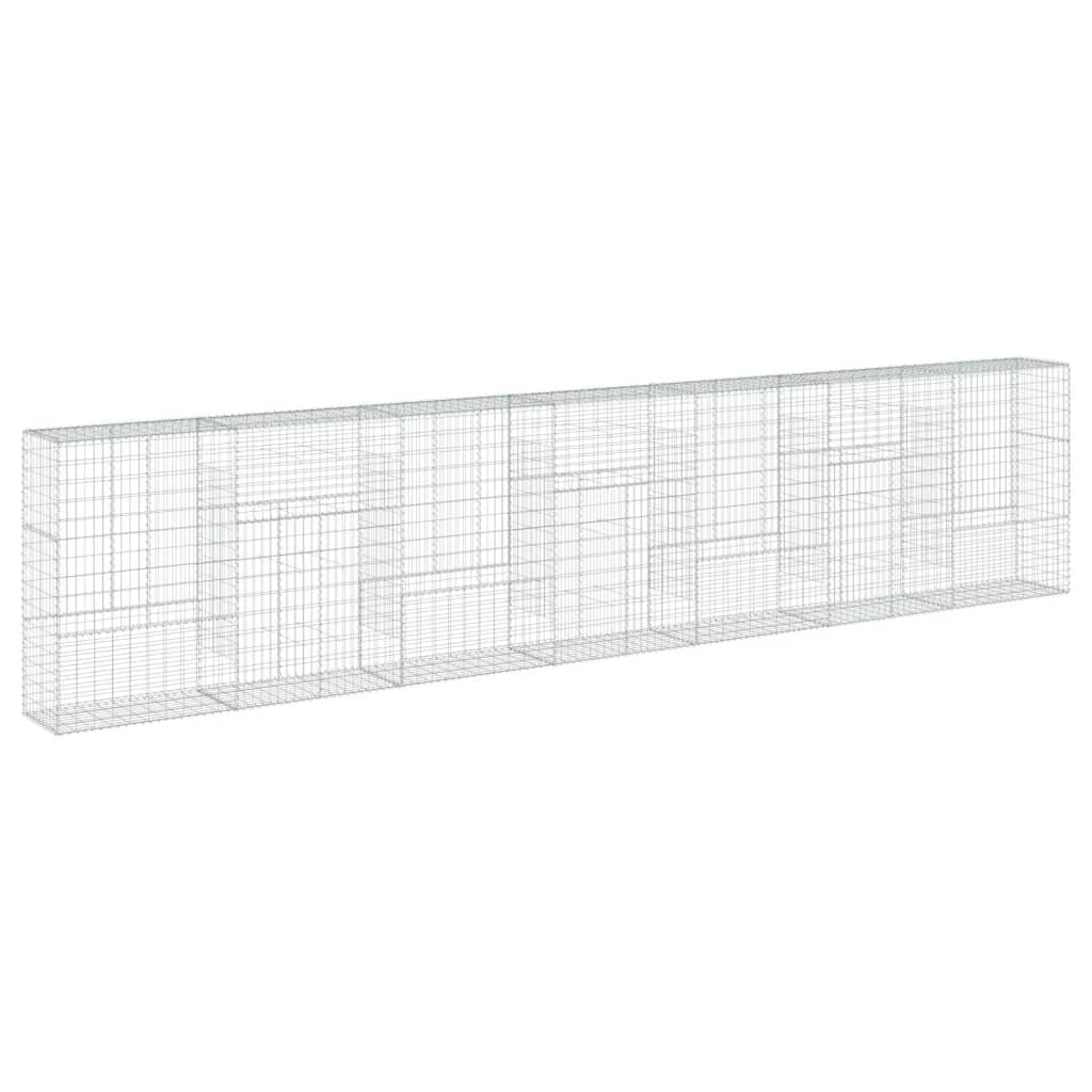 Gabbione recinto a gabbia muro di contenimento con coperchio 700 x 50 x 150 cm ferro zincato argento 02_0040194