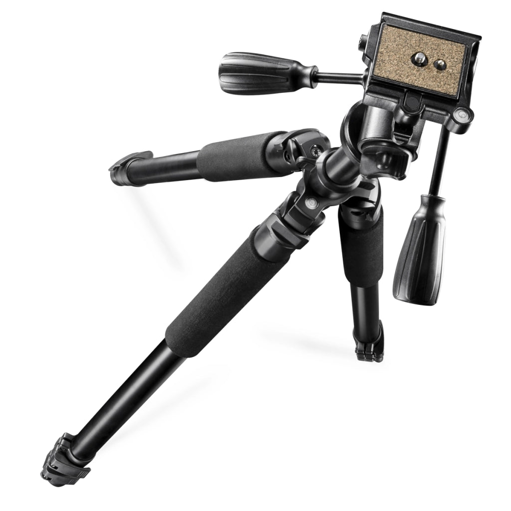 Walimex Pro Treppiede FT-665T Pro (con testa panoramica 3D, estremamente stabile, capacità di carico massima: treppiede 12 kg. Panhead 6kg, 3 segmenti di gambe), nero