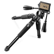 Walimex Pro Treppiede FT-665T Pro (con testa panoramica 3D, estremamente stabile, capacità di carico massima: treppiede 12 kg. Panhead 6kg, 3 segmenti di gambe), nero