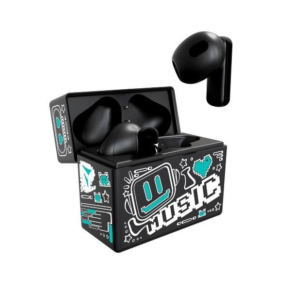 Cuffia auricolare Wireless Techmade Earbuds Yellow - Auricolari in-ear senza fili Bluetooth - Pattern Verde