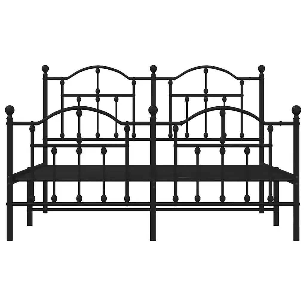 Giroletto con Testiera e Pediera-Struttura Letto Metallo Nero 135x190 cm 827851