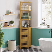 Cassettiere per bagno alta - bambù - cassettiere per bagno alta con 3 contenitori aperti e cassettiera - cassettiera alta da appendere - cassettiera per archiviazione - per bagno - ingresso - cucina - soggiorno