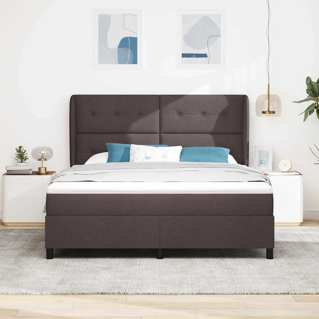 Letto a molle con materasso Marrone scuro 180 x 200 cm Tessuto 3340581