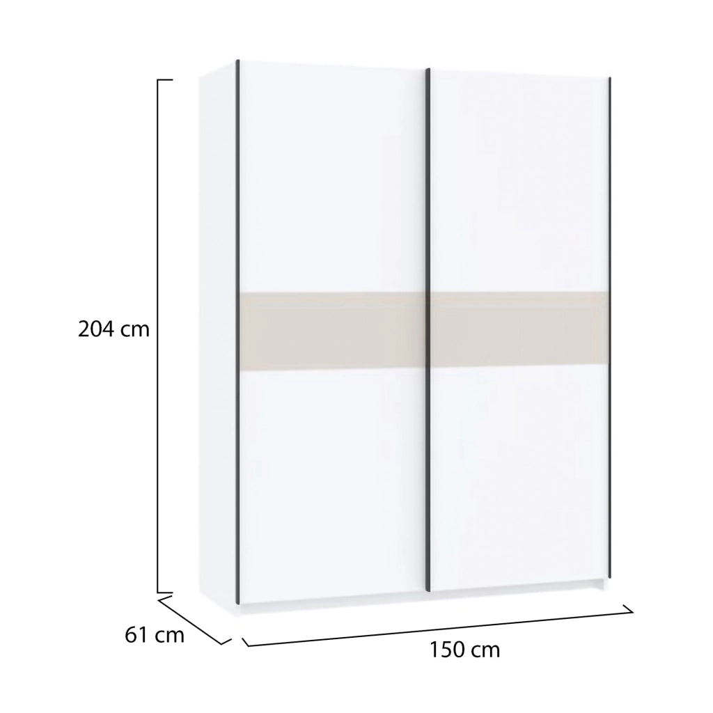 Armadio Camera da Letto Manita, Guardaroba 2 Ante 2 Ripiani, 150x204h cm Bianco