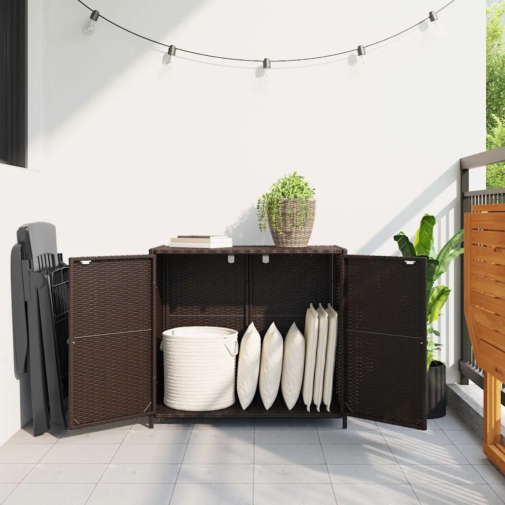 Armadietto Portaoggetti Giardino Marrone 83x45x76 cm Polyrattan 365544