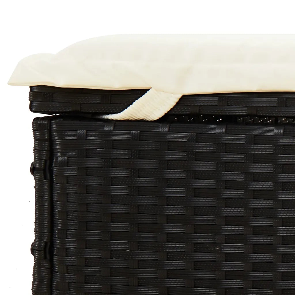 Sdraio da giardino | Lettino con Tetto Pieghevole Nero 213x63x97 cm Polyrattan