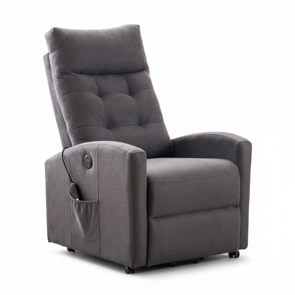 Marvin Poltrona Relax Reclinabile Elettrica con Poggiapiedi Solena, Seduta Ergonomica Massaggiante e Riscaldante  Grigio