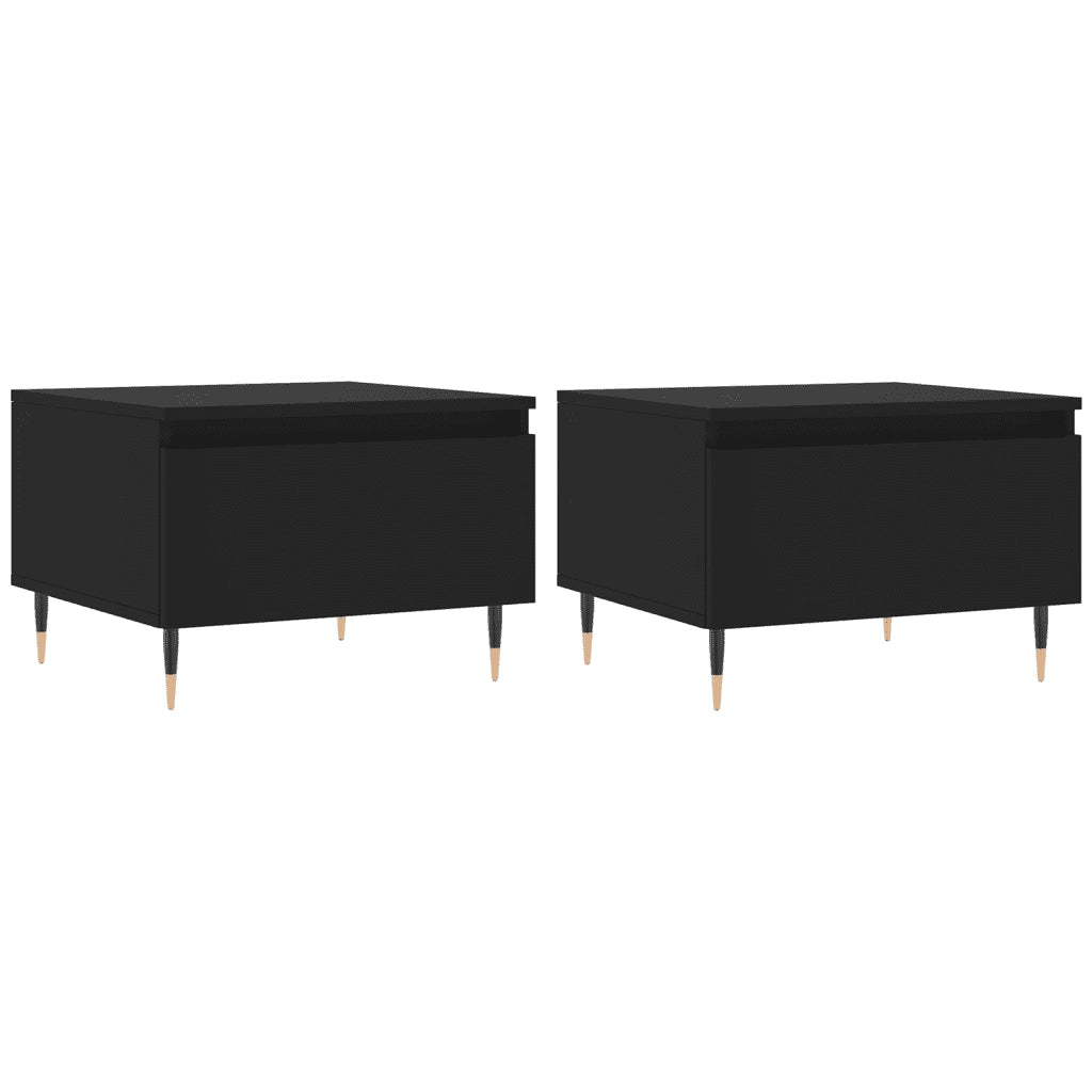 Tavolini da Salotto 2pz Neri 50x46x35 cm in Legno Multistratocod mxl 70803