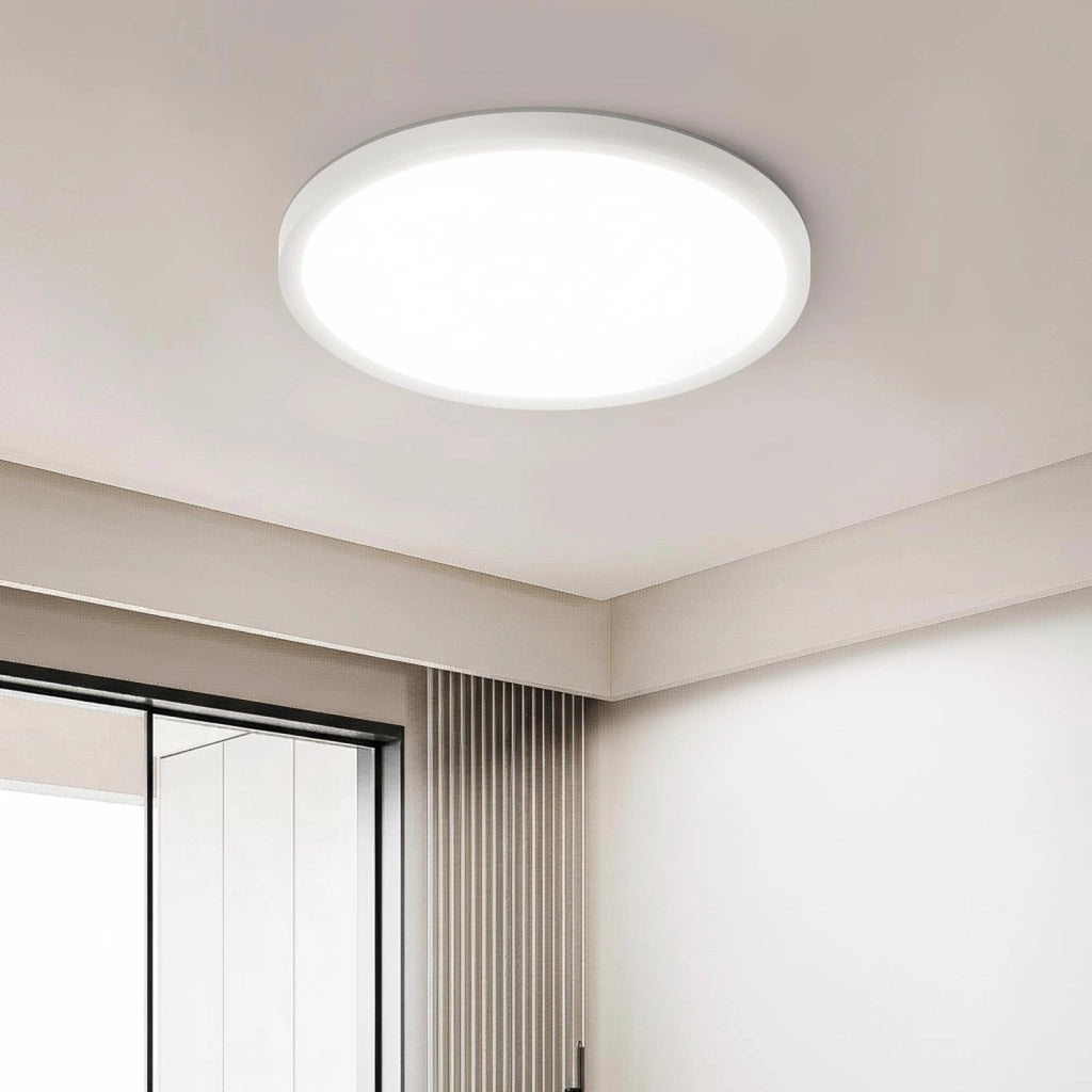 Plafoniera tonda design sottile slim moderna LED 32W CCT IP40 luce soffitto bagno cucina soggiorno ufficio 40cm COLORE BIANCO