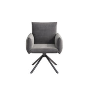set di 4 sedie da pranzo girevoli a 360° con braccioli imbottiti in velluto grigio