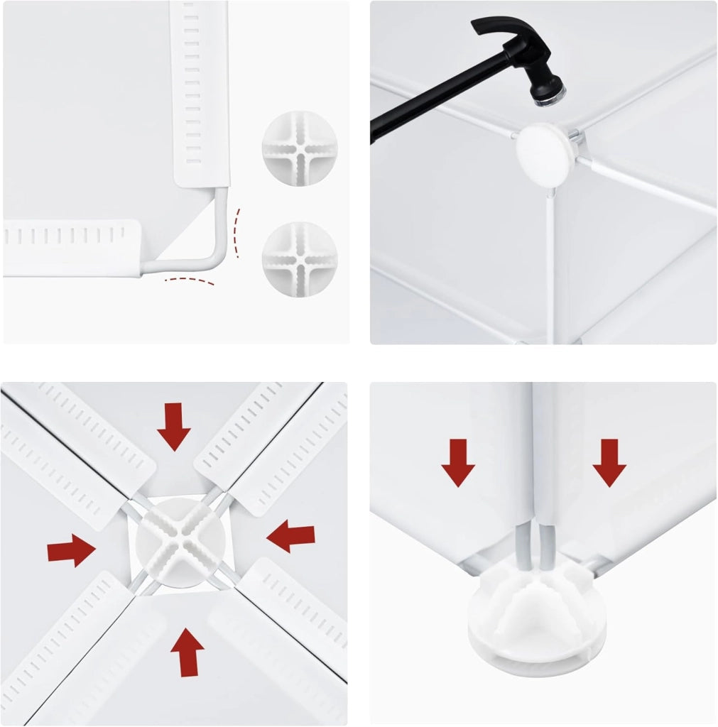 Scarpiera da Ingresso, Porta Scarpe con 10 Scomparti, Scarpiera Modulare per 40 Paia di Scarpe, Contenitore per Scarpe con Porte, in Plastica e Metallo, Bianco, 35x35x45cm/Scomparto