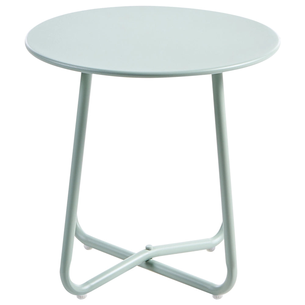 Set da salotto da esterno con struttura in acciaio verde e sedute in tessuto 2 poltrone e tavolo