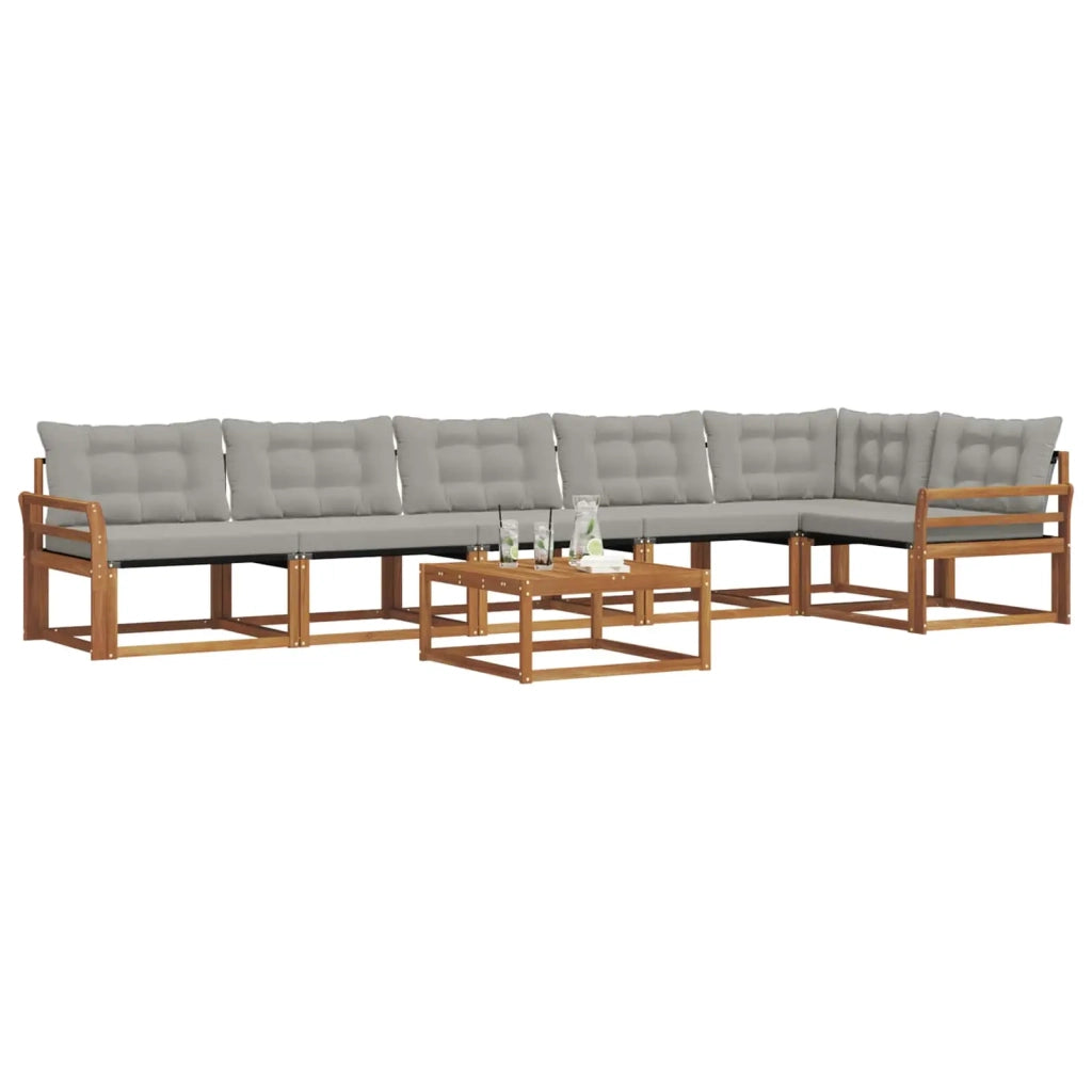 Set di divani da esterno 7 pcs Grigio Naturale e Chiaro