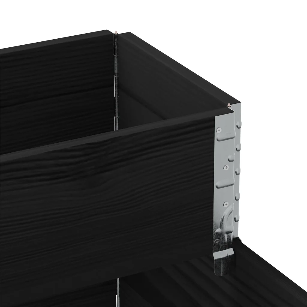 Fioriera | Cassetta per fiori | Vaso Rialzata a 3 Livelli Nera 120x80 cm Legno di Pino