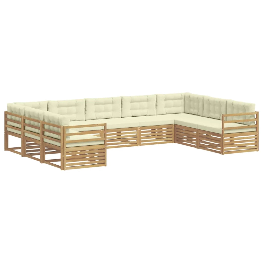 Set di divani da esterno 9 pz Bianco e Crema 3391135