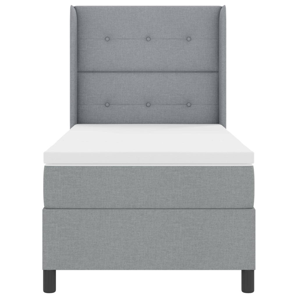 Letto con Box Spring e Materasso & Luce LED Grigio Chiaro 80x200 cm Tessuto