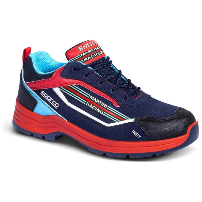 Sparco scarpe antinfortunistiche Indy Martini Racing, S3 ESD SR, punta vetroresina, antiperforazione, blu navy e rosso, taglia 39
