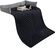 Cuscini per cani - Protezione per divano, Cuscino per cani, Cuscino per divano, Cuscino per cani, Coperta per cani, Culla per cani morbida per grandi, medi e piccoli cani (grigio-nero, 75 × 120 cm)