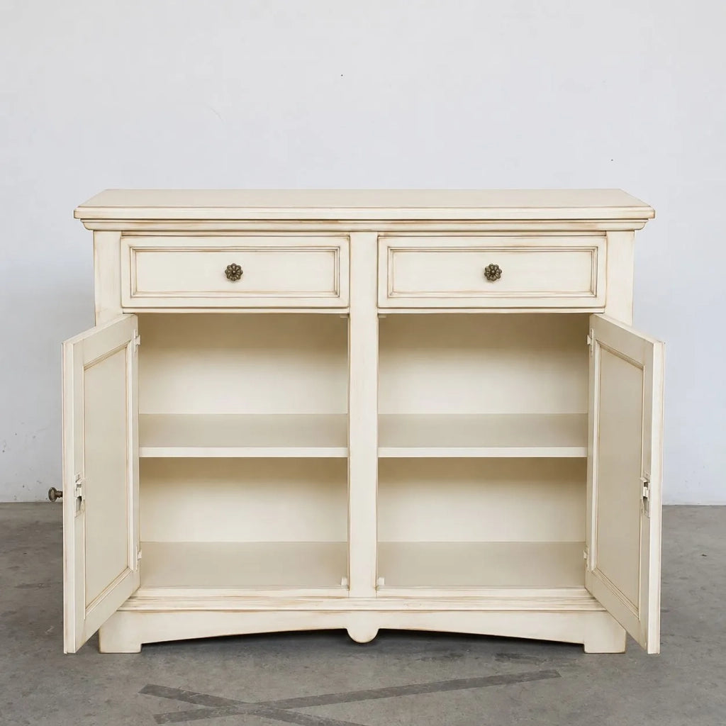 Credenza avorio shabby in legno di pioppo 117x46x96 - Mobili 2G