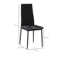 Set 4 Sedie Imbottite per Soggiorno o Sala da Pranzo, Sedie da Cucina Moderne, in Metallo e Tessuto Nero