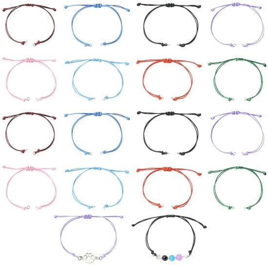 Armband in Corda - 40 Pezzi - Bracciali Flessibili in Tessuto - Polyester Vetrato - Creazione di Gioielli - 8 Colori - Robusto e Leggero