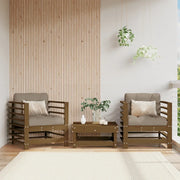 Sedia da patio-Sedie da Giardino con Cuscini 2pz Ambra Legno Massello di Pino