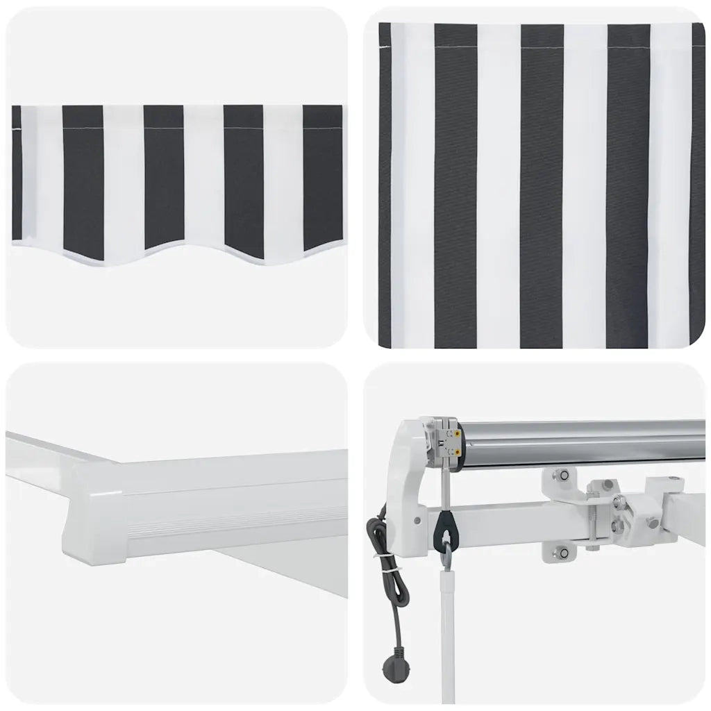 Tenda Sole Retrattile Automatica Antracite e Bianco 500x300 cm