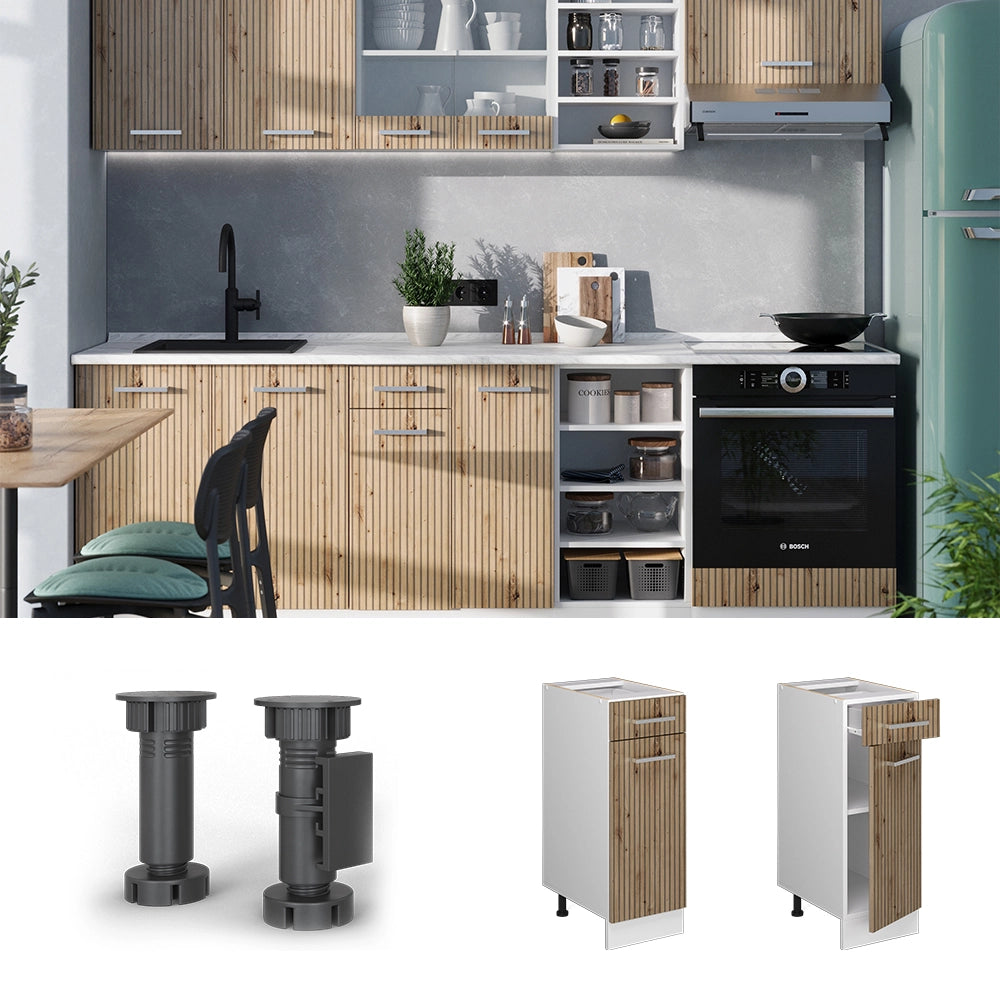 Vicco Mobiletto base per cucina Rovere artigianale 30 cm , PL Rovere
