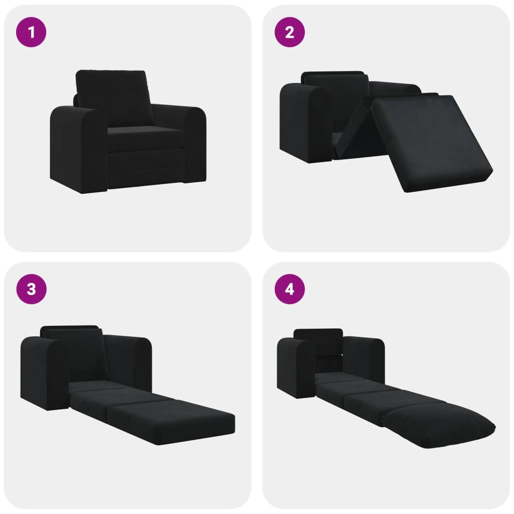 Divano letto | Sof¨¤ letto | Letto singolo Nero 98 x 71 x 83 cm Velluto
