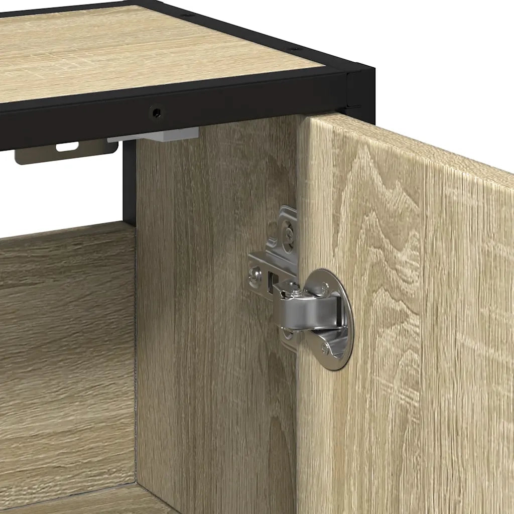 Mobiletto con specchio per bagno in rovere Sonoma 65x20x60 cm in legno ingegnerizzato 849255