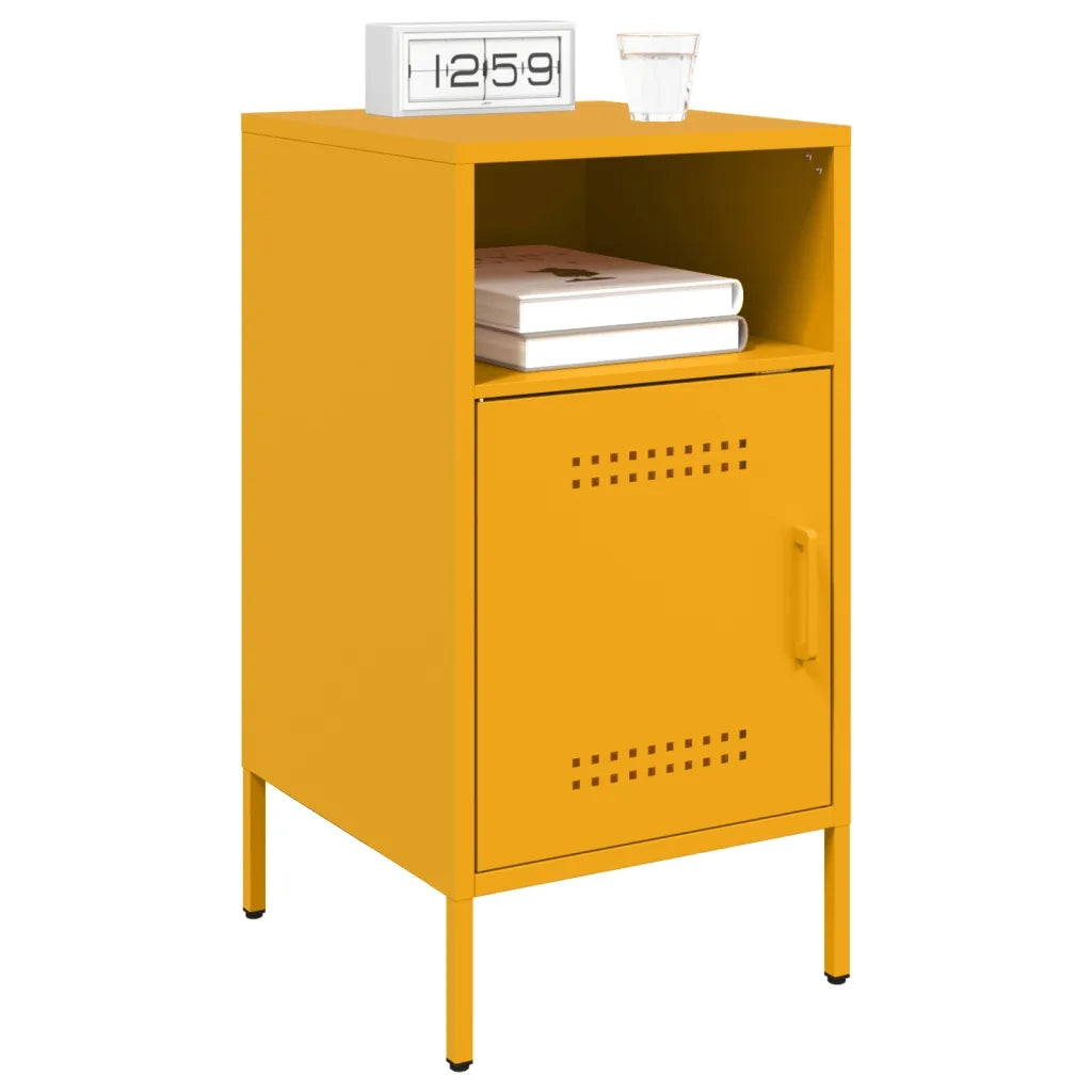 Comodini 2 pz-Set di 2 Tavolino da notte Giallo Senape 36x39x68 cm in Acciaio 741609