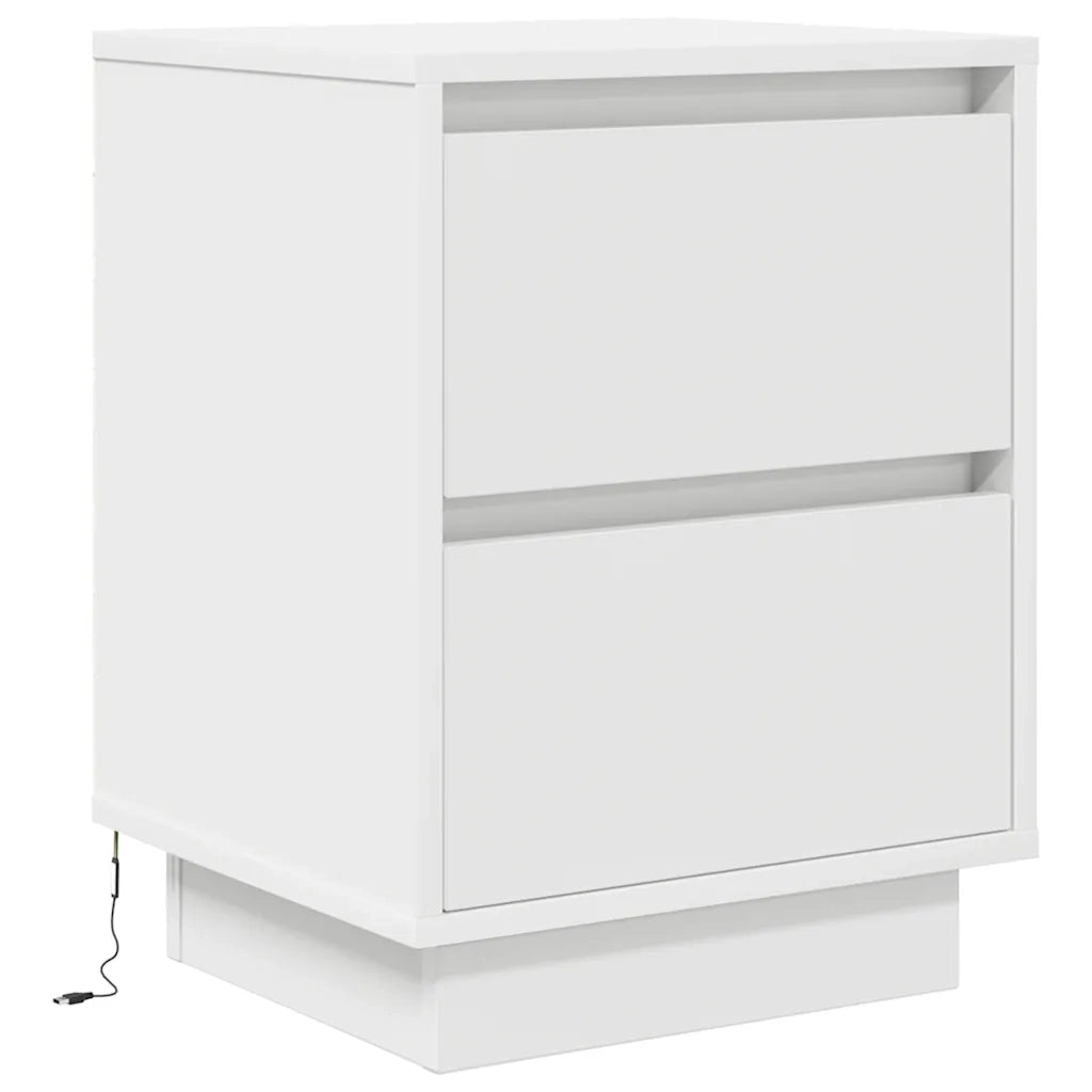 Comodino con Luci a LED Bianco 38x34x50 cm