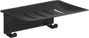 Sostituto di sapone con 2 ganci, sostituto di sapone autoadesivo senza foratura, dispensatore di sapone per parete, impermeabile, inox, scala di sapone in metallo, bagno, cucina, balcone, sostenitore di spugna (nero)