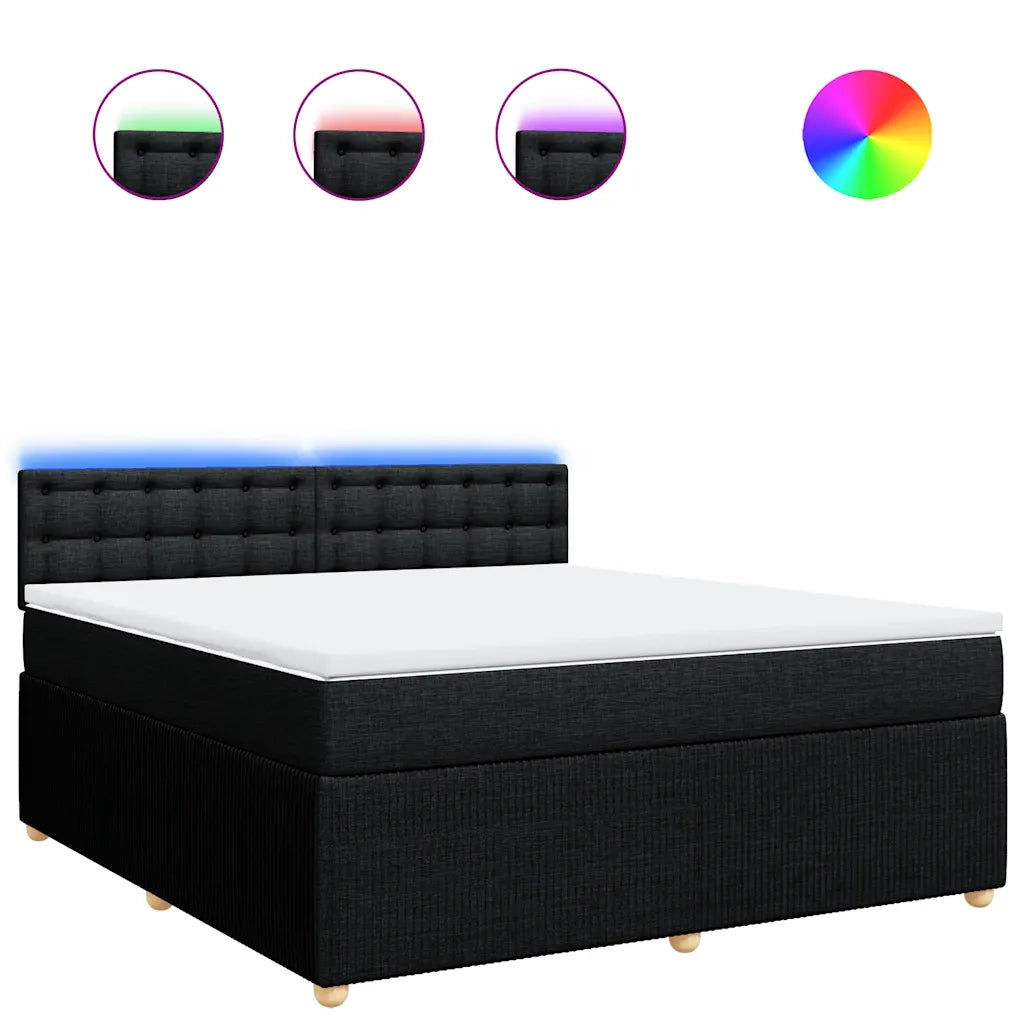 Giroletto a Molle con Materasso Nero 180x200 cm in Tessuto