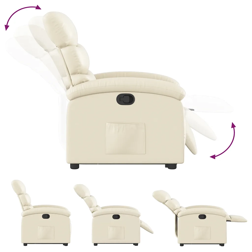 Poltrona | Sedia Relax Alzapersona Reclinabile Crema in Similpelle
